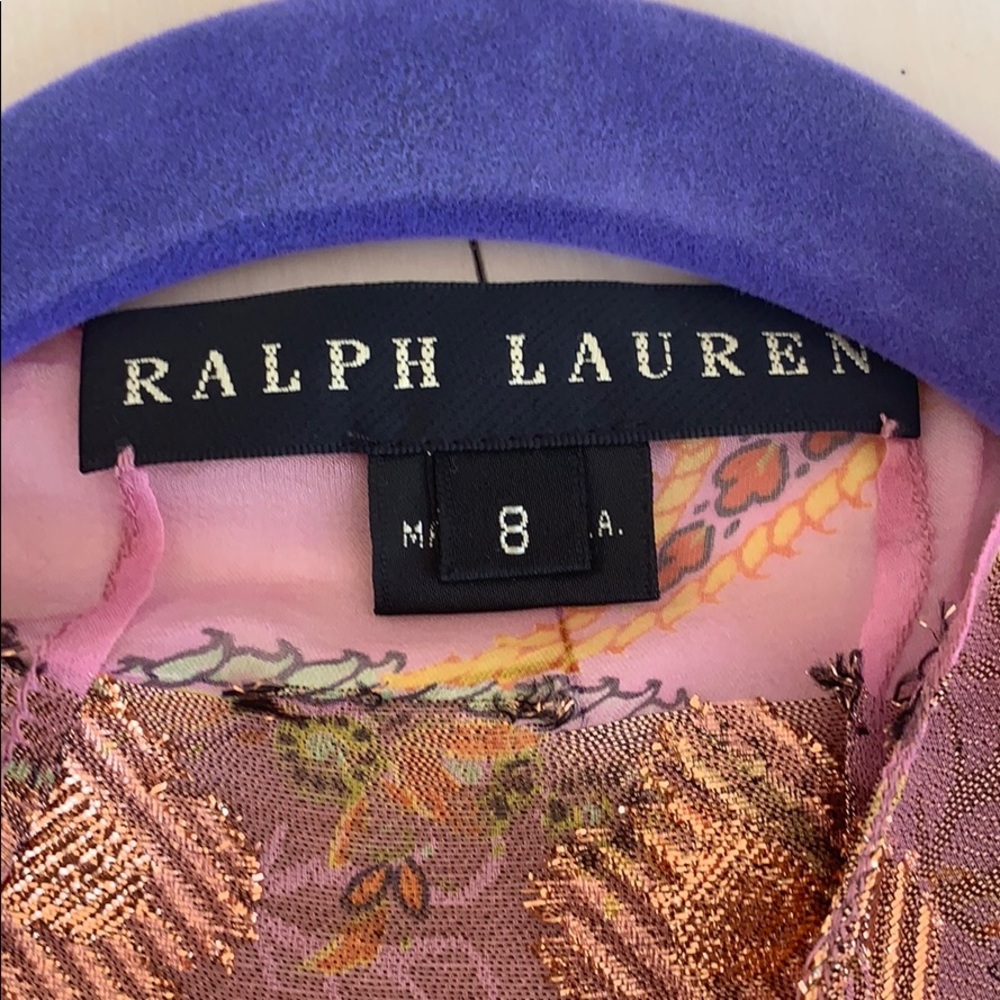 Ralph Lauren Pink Floral Asymmetrical Skirt with Gold Accent - Picture 4 of 8